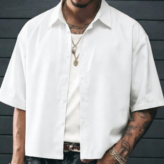 Men's Minimalist Short Sleeve Button-Up Shirt